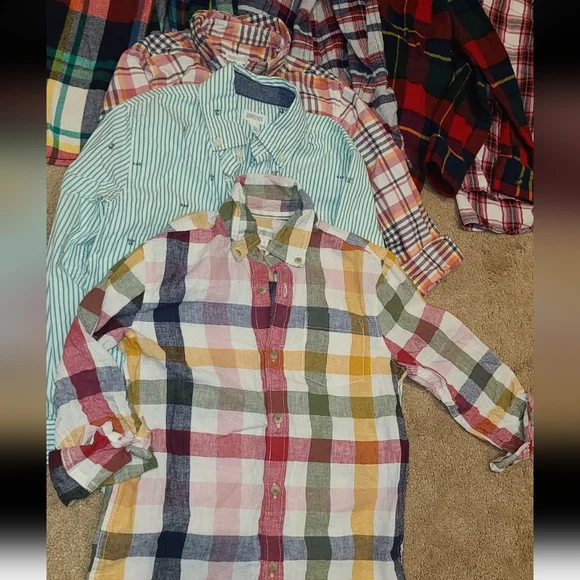 Gymboree Boys Plaid Button Up Shirts Size 5-6 Bundle Lot Of 7 Tops Crazy 8 EUC